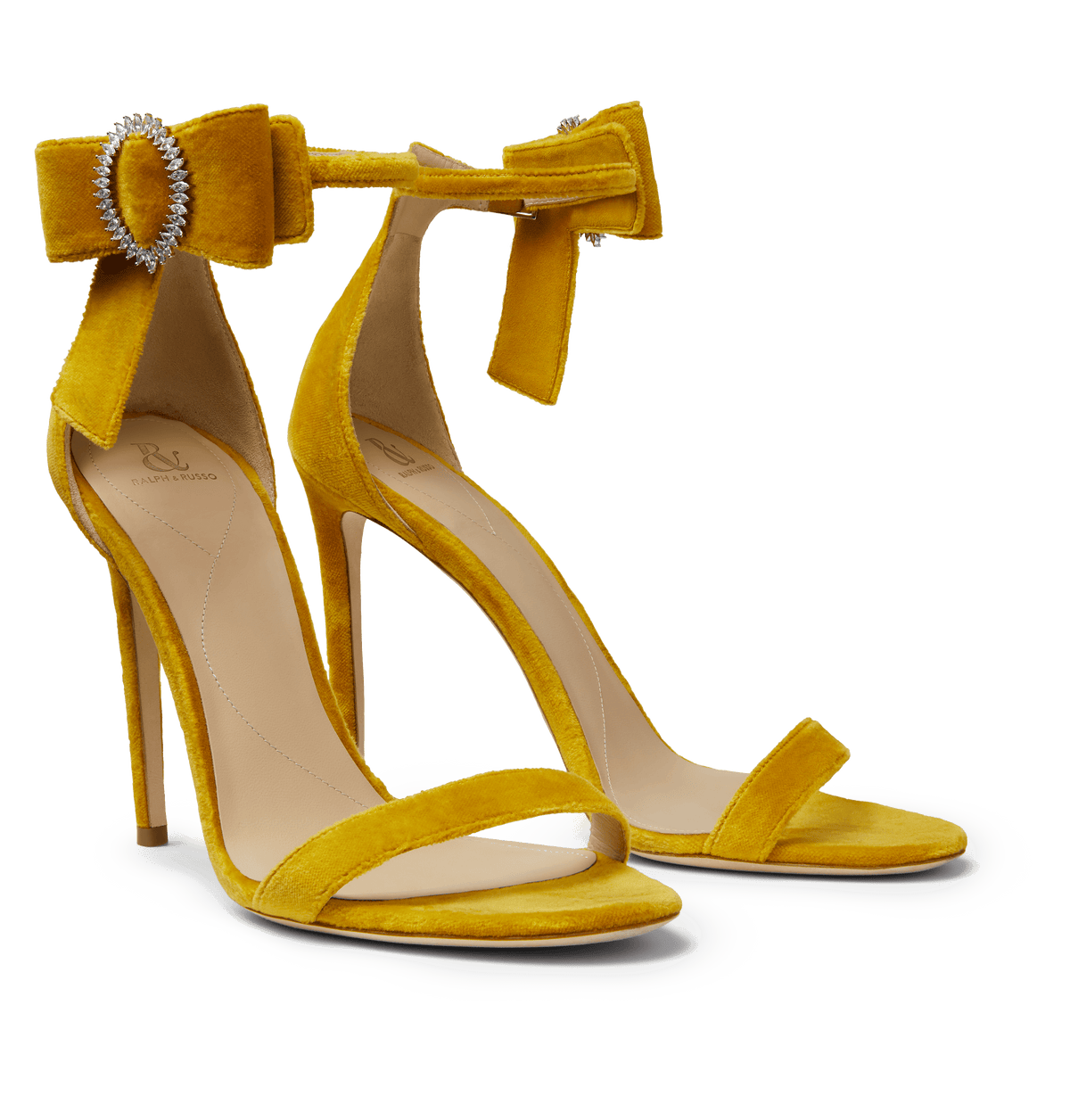 Mustard Velvet Bow Sandals